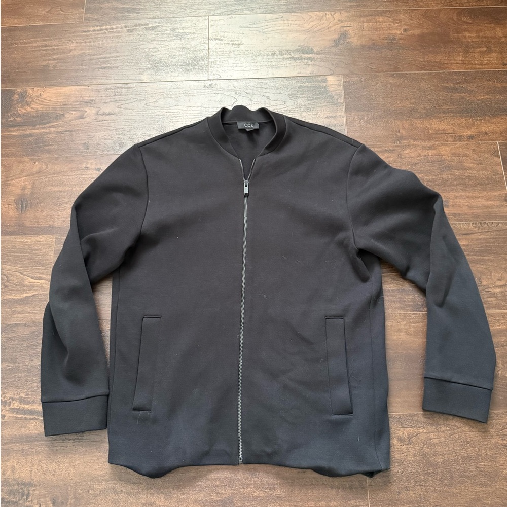 COS Men's Black Zip-Up Sweater